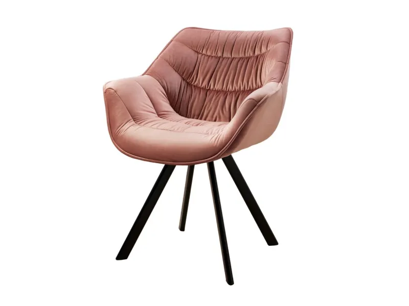 Chaise velours vieux rose rétro – Chaise design métal chic