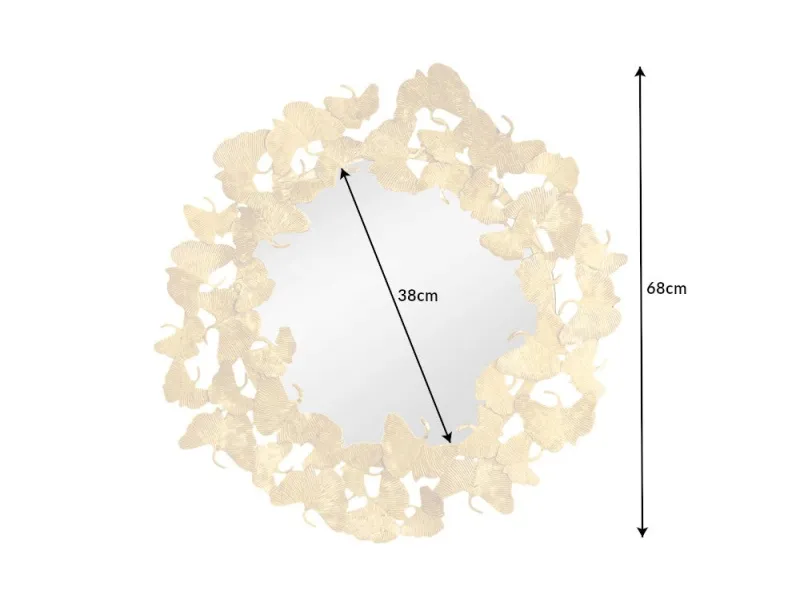 Miroir rond teinté Or avec courroie de suspension 45cm pas cher