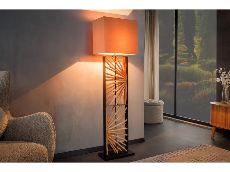 Lampadaire design naturel en bois flotté 163cm pas cher