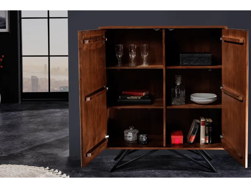 Buffet Haut design minimal en bois massif 120cm pas cher