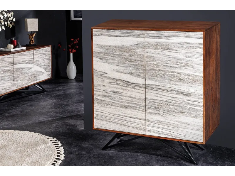 Buffet Haut design minimal en bois massif 120cm pas cher