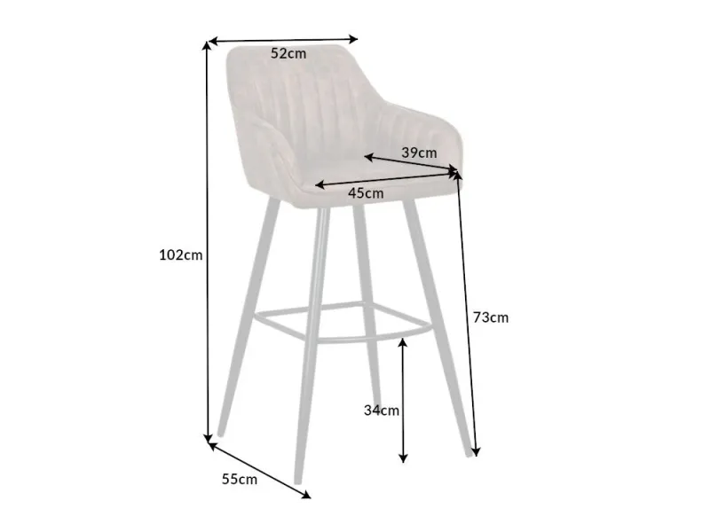 Lot de 2 tabourets de bar en velours coloris taupe