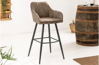 Lot de 2 tabourets de bar en velours coloris taupe 2