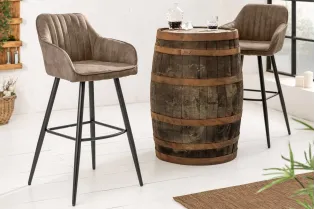 Lot de 2 tabourets de bar en velours coloris taupe