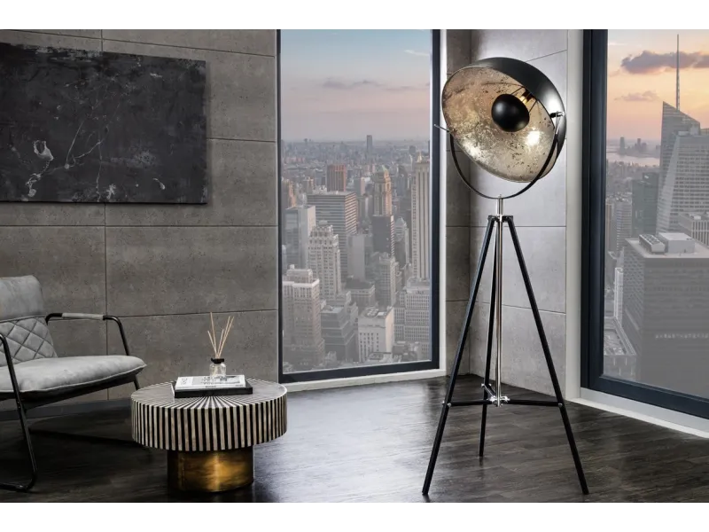 Lampadaire design en acier inoxydable et en aluminium coloris noir ...