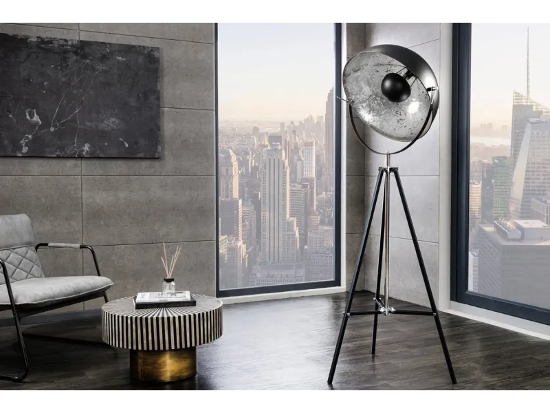 Lampadaire design en acier inoxydable et en aluminium coloris noir ...