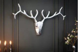 Trophée mural design Tête de Cerf 90 cm en aluminium argenté Objets... 2