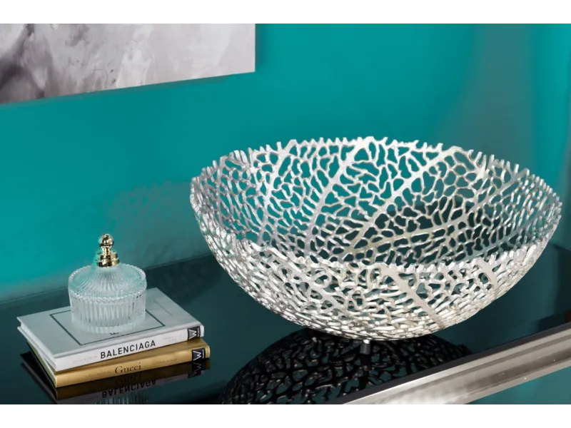 Bol de fruit 30 cm décoratif en aluminium argenté Objets de décorat...