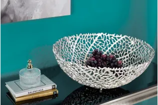 Bol de fruit 30 cm décoratif en aluminium argenté Objets de décorat...