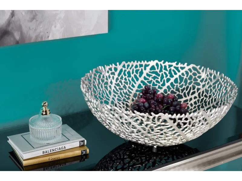 Bol de fruit 30 cm décoratif en aluminium argenté Objets de décorat...