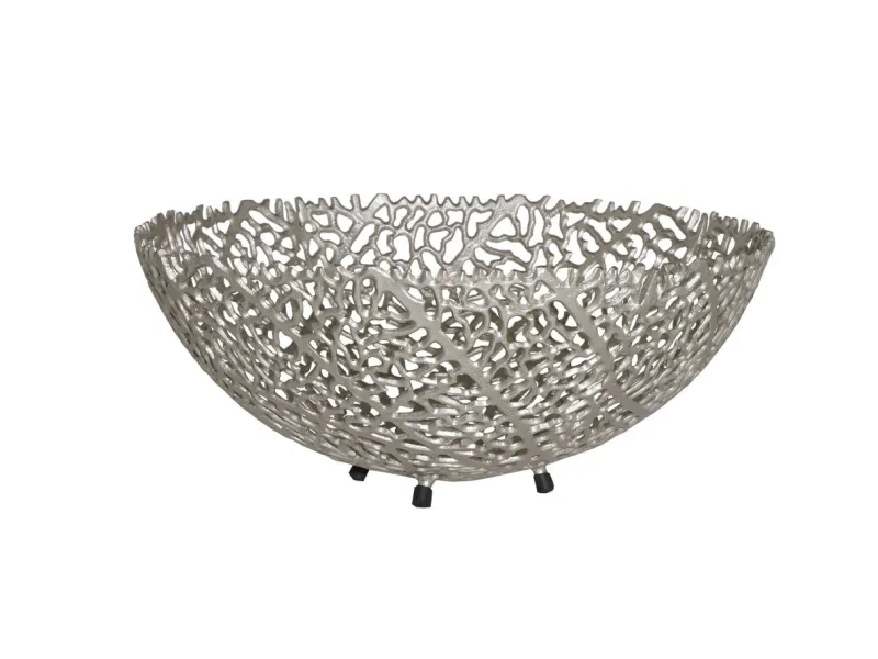 Bol de fruit 30 cm décoratif en aluminium argenté Objets de décorat...