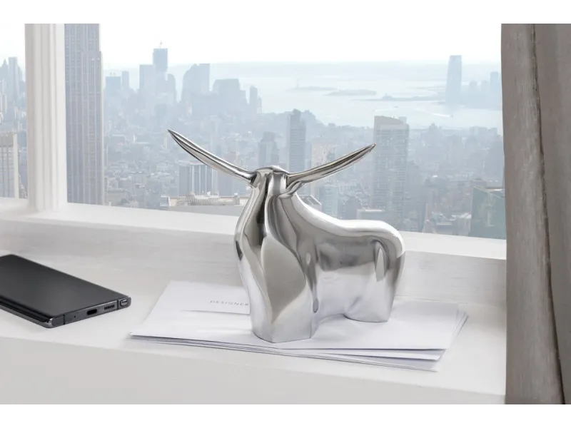 Presse-Papier design taureau en aluminium argenté Objets de décorat...