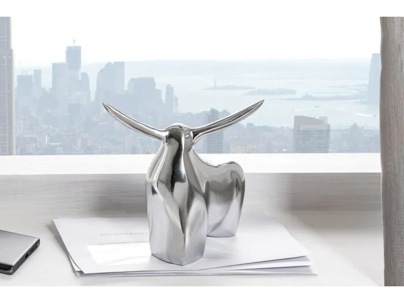 Presse-Papier design taureau en aluminium argenté Objets de décorat...