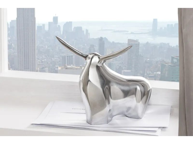 Presse-Papier design taureau en aluminium argenté Objets de décorat...