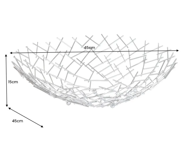 Corbeille de fruit moderne en métal argenté Objets de décoration |...