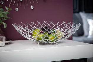 Corbeille de fruit moderne en métal argenté Objets de décoration |...
