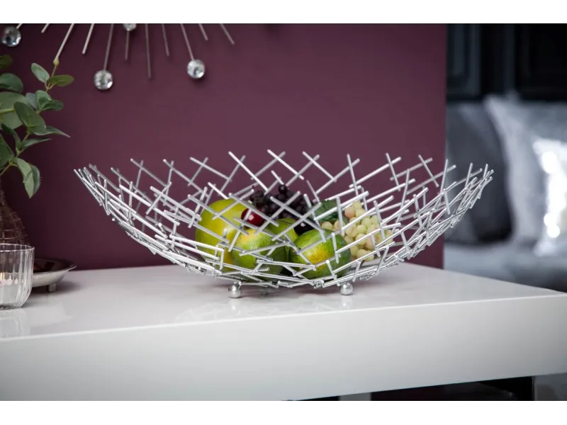 Corbeille de fruit moderne en métal argenté Objets de décoration |...