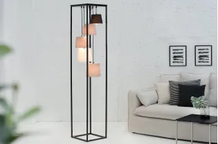 Lampadaire moderne rectangulaire en tissu plissé blanc Lampadaires ... 2