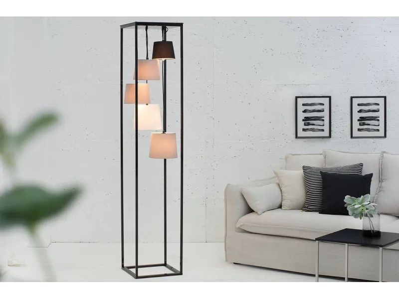 Lampadaire moderne rectangulaire en tissu plissé blanc Lampadaires ...