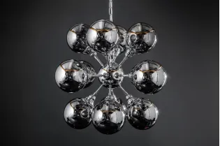 Lampe suspendue design boule en métal coloris blanc argenté Suspens... 2