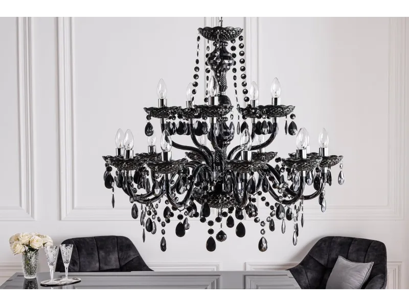 Lustre noir avec 15 bougies Suspensions |adeniahome.com