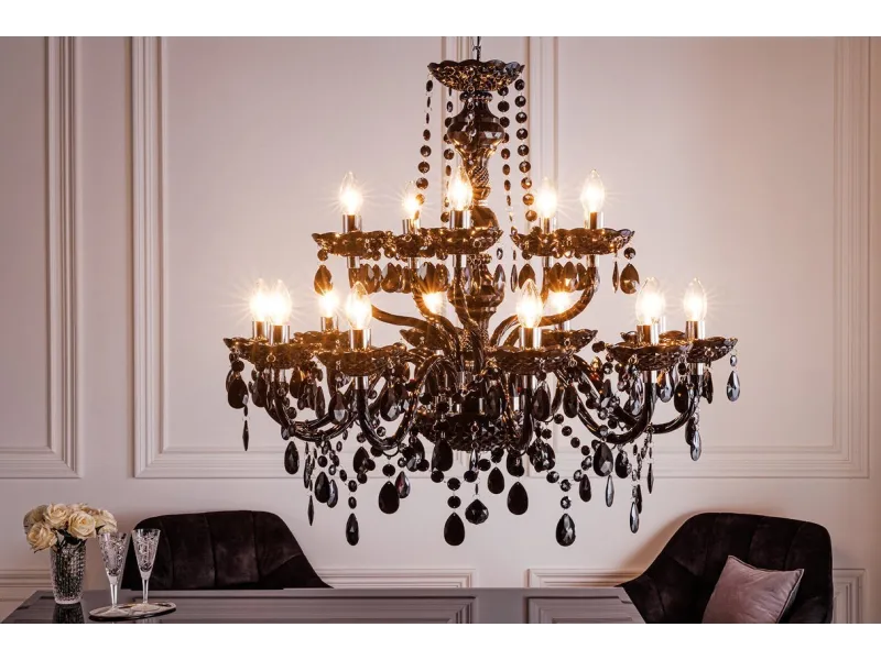 Lustre noir avec 15 bougies Suspensions |adeniahome.com