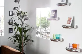 Étagère murale 5 pièces design LARME en aluminium argenté |adeniahome... 2