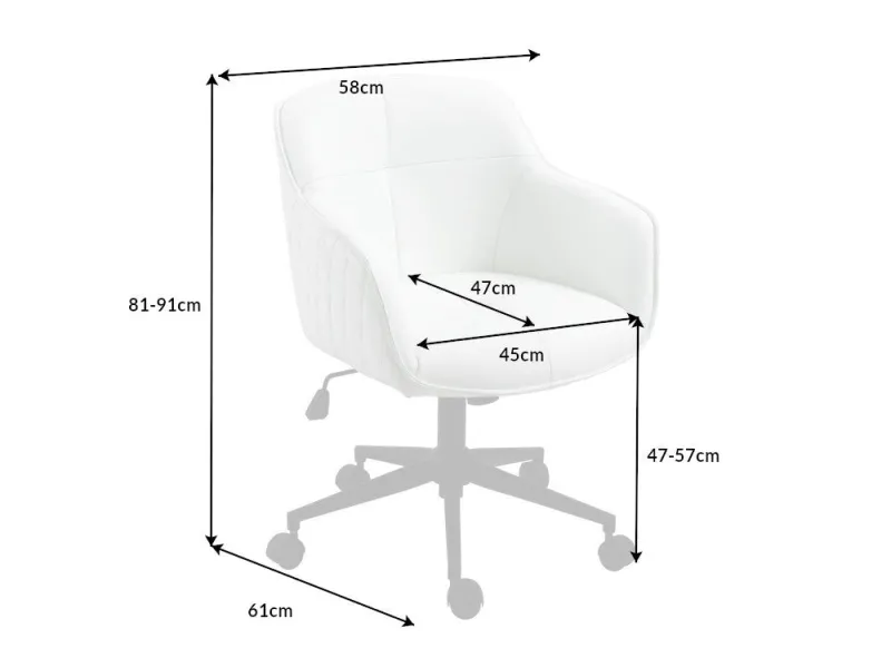 Lot de 4 chaises de bureau à roulettes en simili cuir coloris turqu...