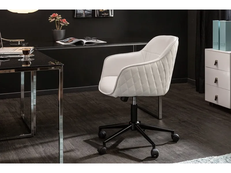 Lot de 4 chaises de bureau à roulettes en simili cuir coloris turqu...