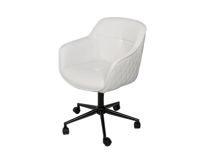 Lot de 4 chaises de bureau à roulettes en simili cuir coloris turqu...