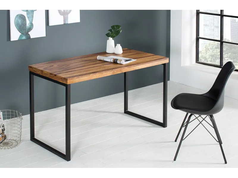 Bureau 120 cm design naturel avec pieds en métal chromé Secrétaire ...