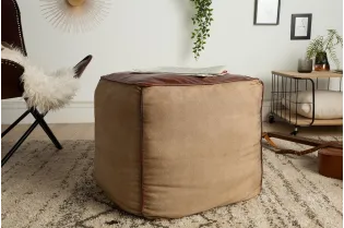 Pouf design BOULE de 50 cm coloris marron en coton tricoté Pouf |la... 2
