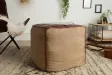 Pouf design BOULE de 50 cm coloris marron en coton tricoté Pouf |la...