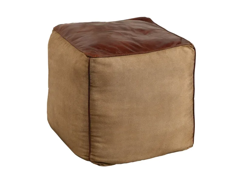 Pouf design BOULE de 50 cm coloris marron en coton tricoté Pouf |la...