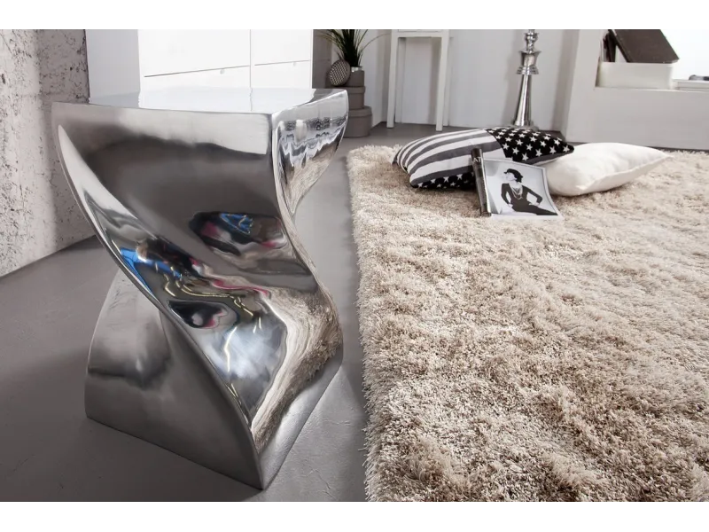 Tabouret design en aluminium argenté 45cm Tabourets bas |adeniahome.com