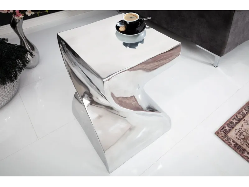 Tabouret design en aluminium argenté 45cm Tabourets bas |adeniahome.com