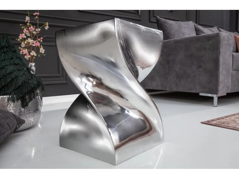 Tabouret design en aluminium argenté 45cm Tabourets bas |adeniahome.com