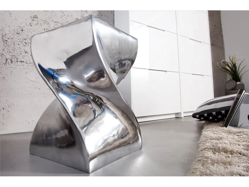 Tabouret design en aluminium argenté 45cm Tabourets bas |adeniahome.com