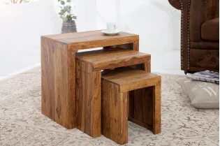 Table d'appoint gigogne en bois massif Table d'appoint |adeniahome.com