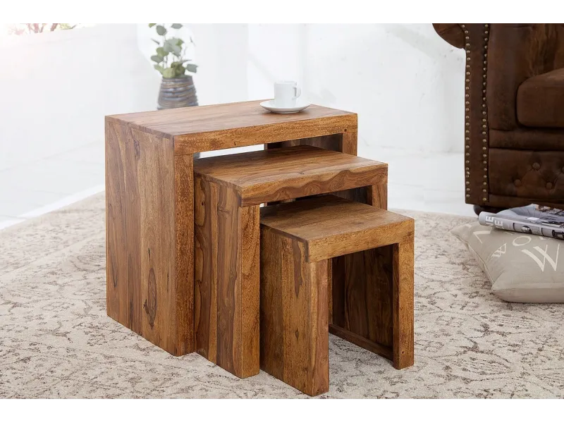 Table d'appoint gigogne en bois massif Table d'appoint |adeniahome.com