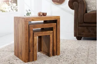 Table d'appoint gigogne en bois massif Table d'appoint |adeniahome.com 2