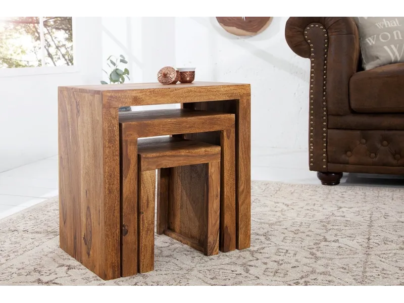 Table d'appoint gigogne en bois massif Table d'appoint |adeniahome.com