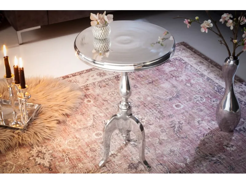 Table d'appoint ronde 55cm en aluminium argenté Table d'appoint |l...