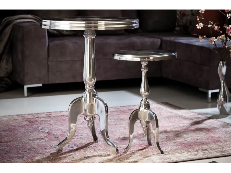 Table d'appoint ronde 55cm en aluminium argenté Table d'appoint |l...