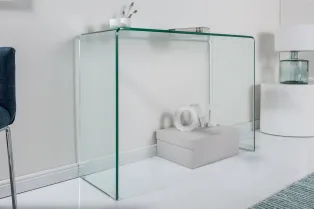 Bureau de 100 cm design en verre trempé transparent Secrétaire |adenia... 2