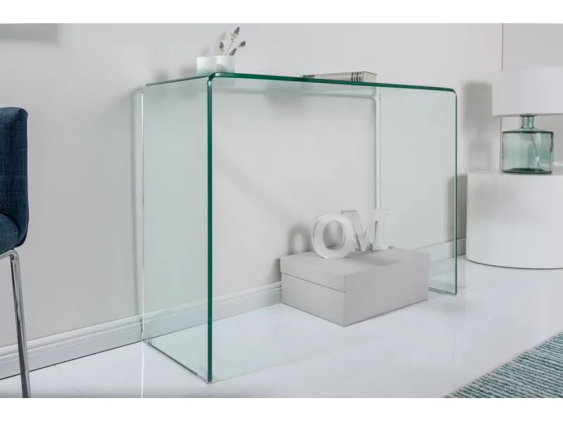 Bureau de 100 cm design en verre trempé transparent Secrétaire |adenia...