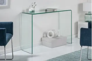 Bureau de 100 cm design en verre trempé transparent Secrétaire |adenia...