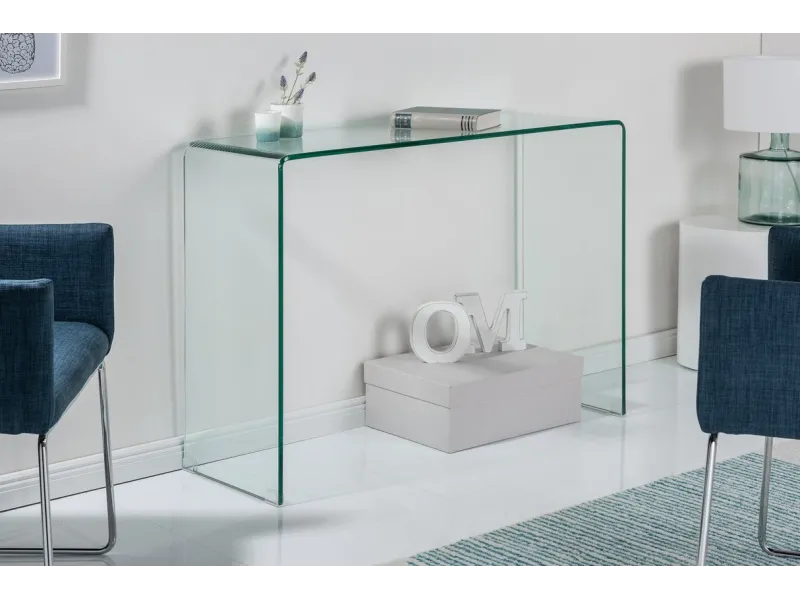 Bureau de 100 cm design en verre trempé transparent Secrétaire |adenia...