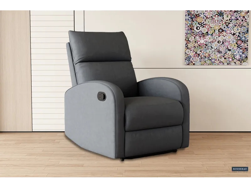 Fauteuil relax moderne de coloris Noir en simili cuir Fauteuil rela...