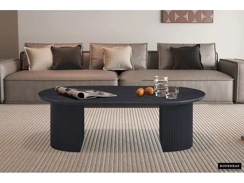 Table basse contemporaine |Table basse avec 6 poufs encastrable, ve...